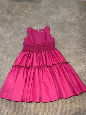 Zoe Ltd Bright Pink Smocked Tiered Ruffle Dress